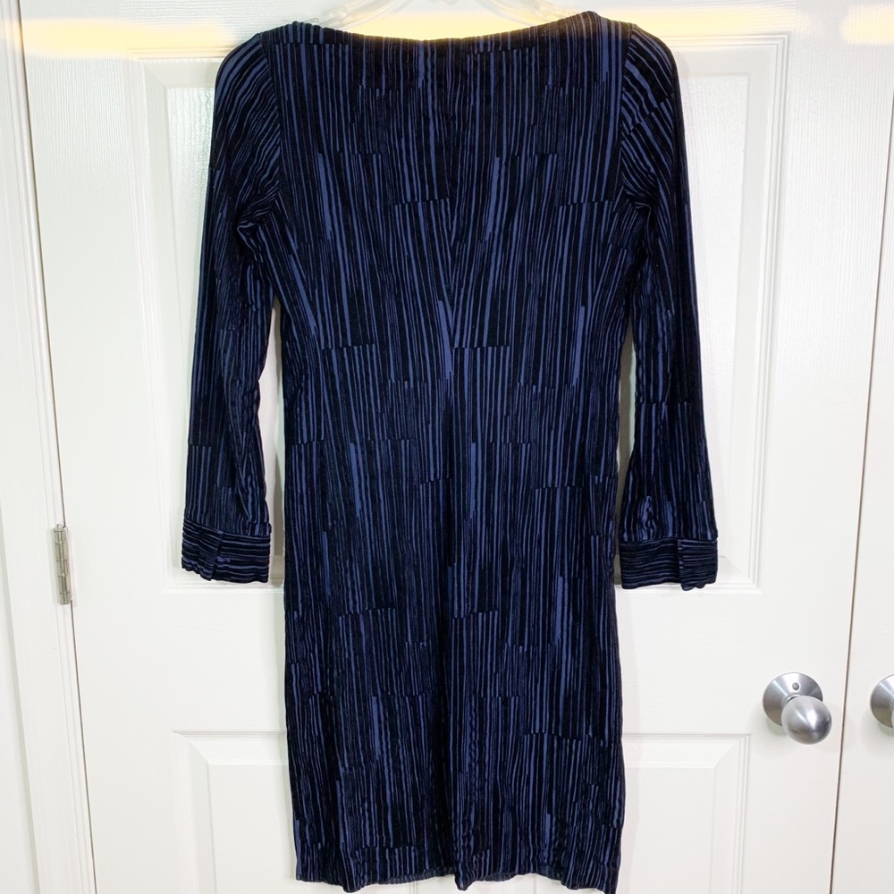 Missoni Velvet Midi Dress 3/4 Sleeves Blue Black Women’s Sz 42 (US 6) - Picture 4 of 8